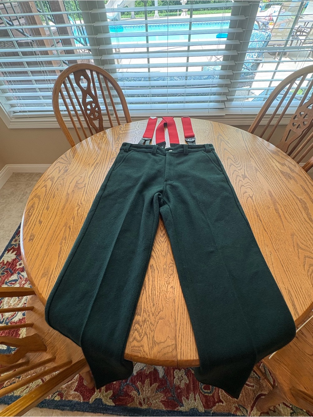 Vintage Big Bill Men’s 36X31 Green Wool Blend Hunting Outdoor Pants Suspenders